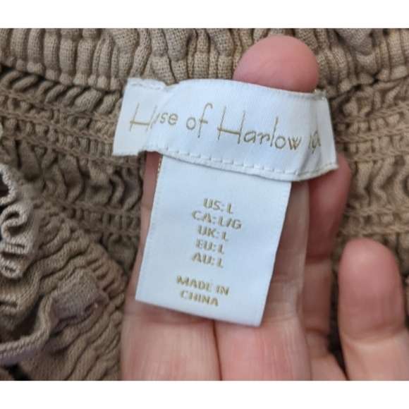 House of Harlow 1960 Linen Rayon Smocked Top Jumpsuit Size Large - Picture 7 of 7